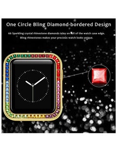 Y&D Compatible for Watch Case Suitable Iwatch 6 Generation 5/4/ 3/2/ 1 Protective 38 mm Color Diamond Gold Type Colorful Square IWatch Cover Frame with Women and Men  - Image 3