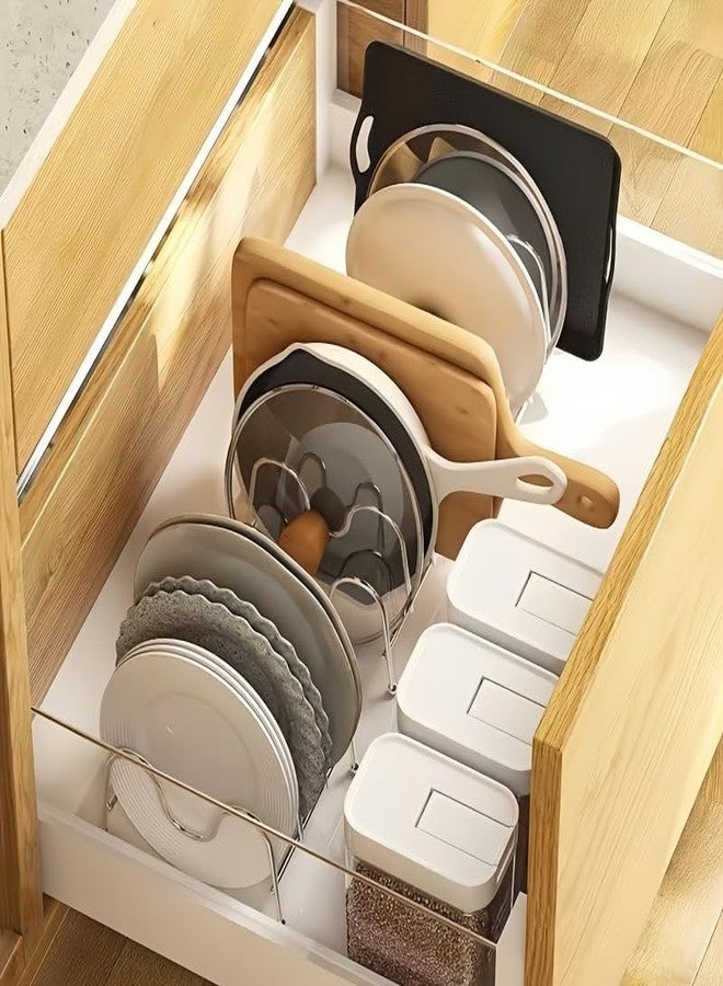 DecorTwist Stainless Steel Plate Stand - Pack of 1 Dish Rack Plate Holder Organizer Rack for Cabinet Countertop Thali Holder Steel Dish Drying Stand Space Saving Storage Rack Chrome Finish - Image 5