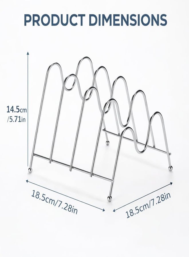 DecorTwist Stainless Steel Plate Stand - Pack of 1 Dish Rack Plate Holder Organizer Rack for Cabinet Countertop Thali Holder Steel Dish Drying Stand Space Saving Storage Rack Chrome Finish - Image 2