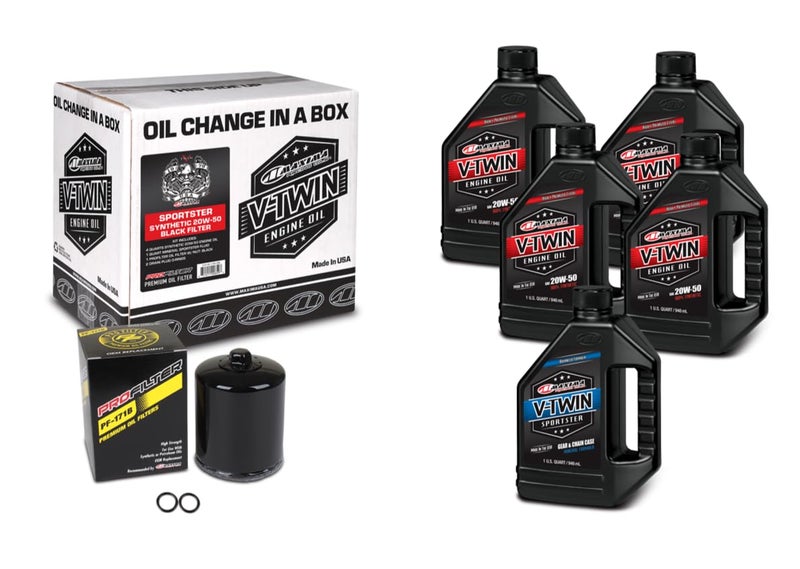 Maxima V-Twin Oil Change Kit Synthetic w/Black Filter, Sportster - Image 3