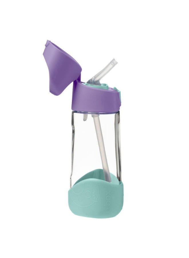 B.Box Big Kids Tritan™ Drink Bottle with Straw | Leakproof Push Button Lid | Ergonomic Triangle Grip for Preschool & Young Kids | BPA-Free Reusable Water Bottle | 450ml-Lilac Pop - Image 1