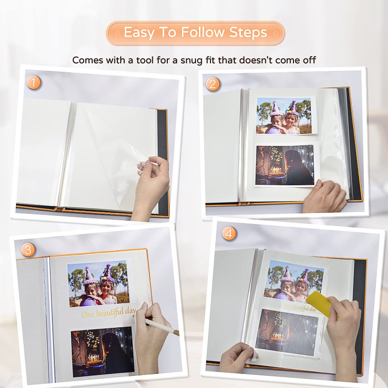 Popotop Large Photo Album Self Adhesive 4x6 5x7 8x10 Scrapbook Album DIY Picture Book Gifts for Mom Family Baby and Wedding with Metal Pen and Plastic Board - Image 4