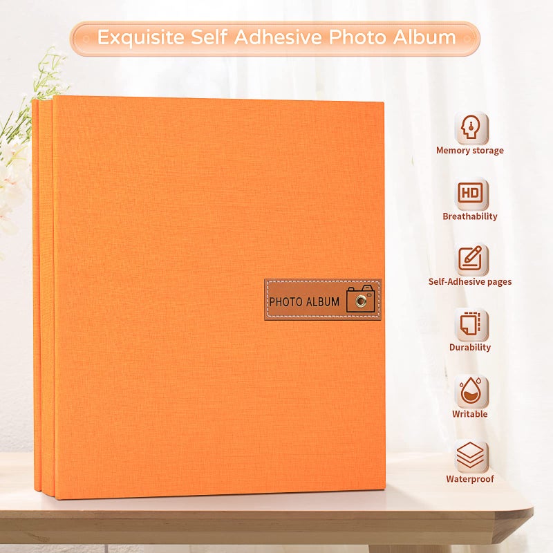 Popotop Large Photo Album Self Adhesive 4x6 5x7 8x10 Scrapbook Album DIY Picture Book Gifts for Mom Family Baby and Wedding with Metal Pen and Plastic Board - Image 2