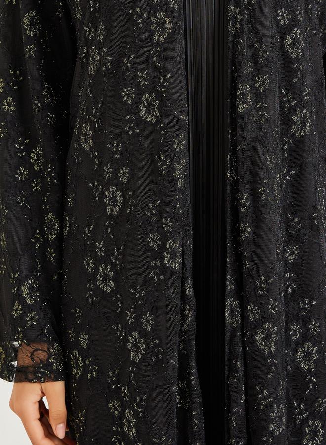 Amirah Women Black Lace Abaya with Lining - Image 4