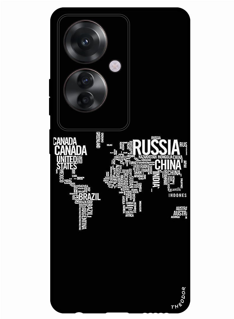 Theodor Protective Case Anti Scratch Shock Proof Bumper Cover For Oppo Reno 11F Written World Map - Image 1
