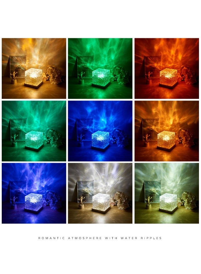 MAOGEDA Water Ripple 16 Colors Night Light Creative Bedside Flame Atmosphere Light Romantic Table Lamp Gift Starry Sky Projection Lamp, Craft Table Lamp Suitable for Bedroom Living Room Restaurant Bar Party Home Decoration, Birthday Gift, Anniversary Gift - Image 3