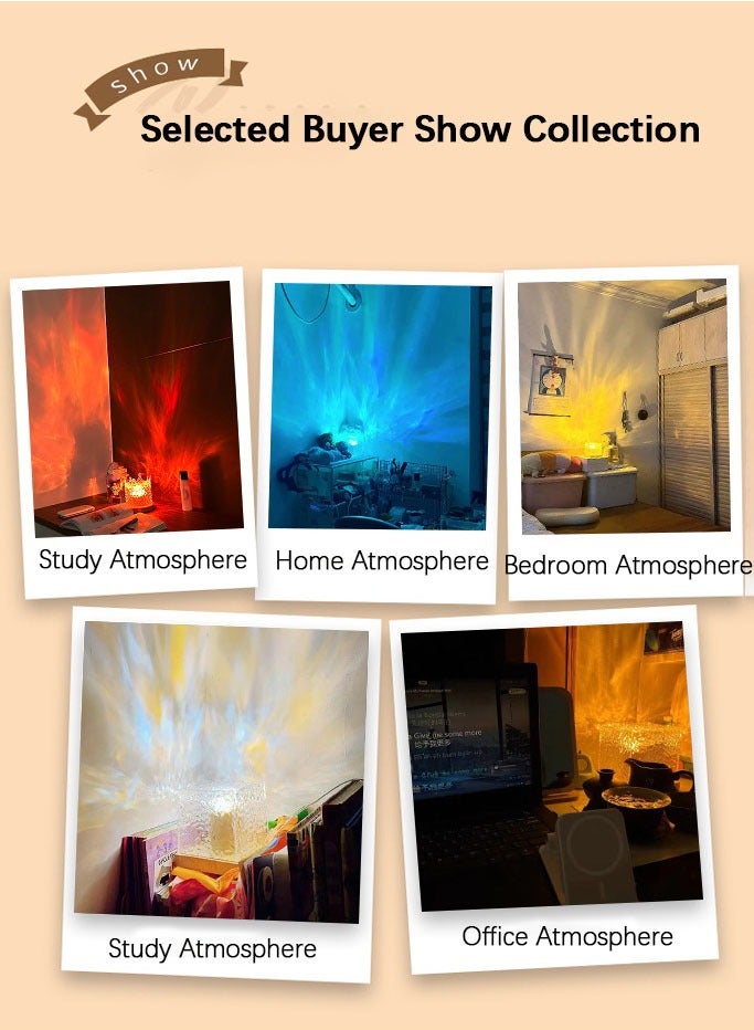 MAOGEDA Water Ripple 16 Colors Night Light Creative Bedside Flame Atmosphere Light Romantic Table Lamp Gift Starry Sky Projection Lamp, Craft Table Lamp Suitable for Bedroom Living Room Restaurant Bar Party Home Decoration, Birthday Gift, Anniversary Gift - Image 4