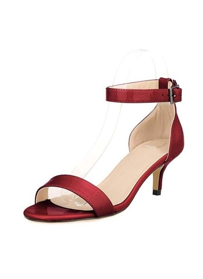 Loquat Stylish ladylike candy-colored patent leather sandals 6cm Wine Red  - Image 1