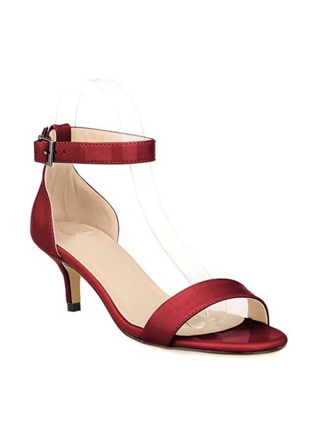 Loquat Stylish ladylike candy-colored patent leather sandals 6cm Wine Red  - Image 2