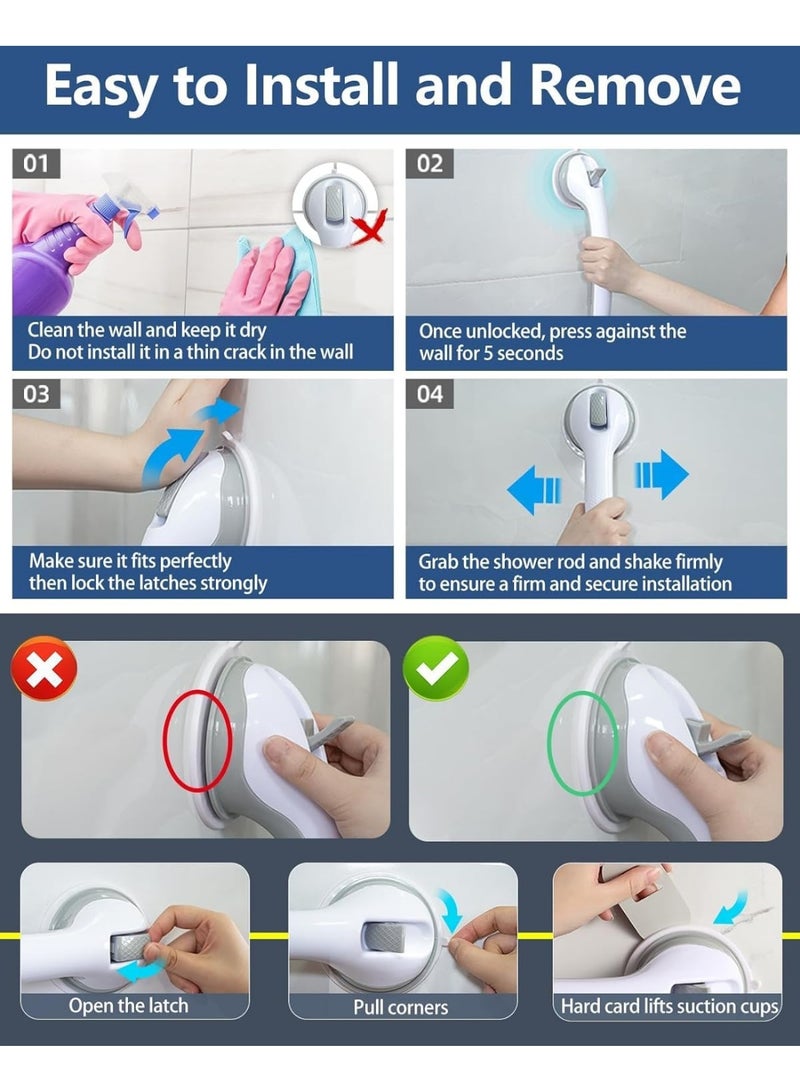 Bathroom Safety Grab Bar with Strong Suction Mount, Anti-Slip Shower Support Handle for Bathtubs and Bathroom Walls, Easy No-Drill Installation for Enhanced Stability - Image 3