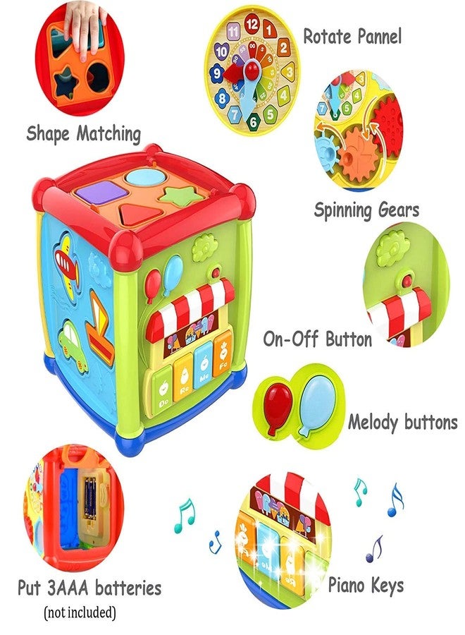 GoldiMec 6 in 1 Fancy Cube, Colorful and Attractive Musical Baby Activity Cube Toys,6 in 1 Educational & Learning Activity Cube Musical Geometric Cube Toy Blocks Math Montessory Cube (Big Size) - Image 5