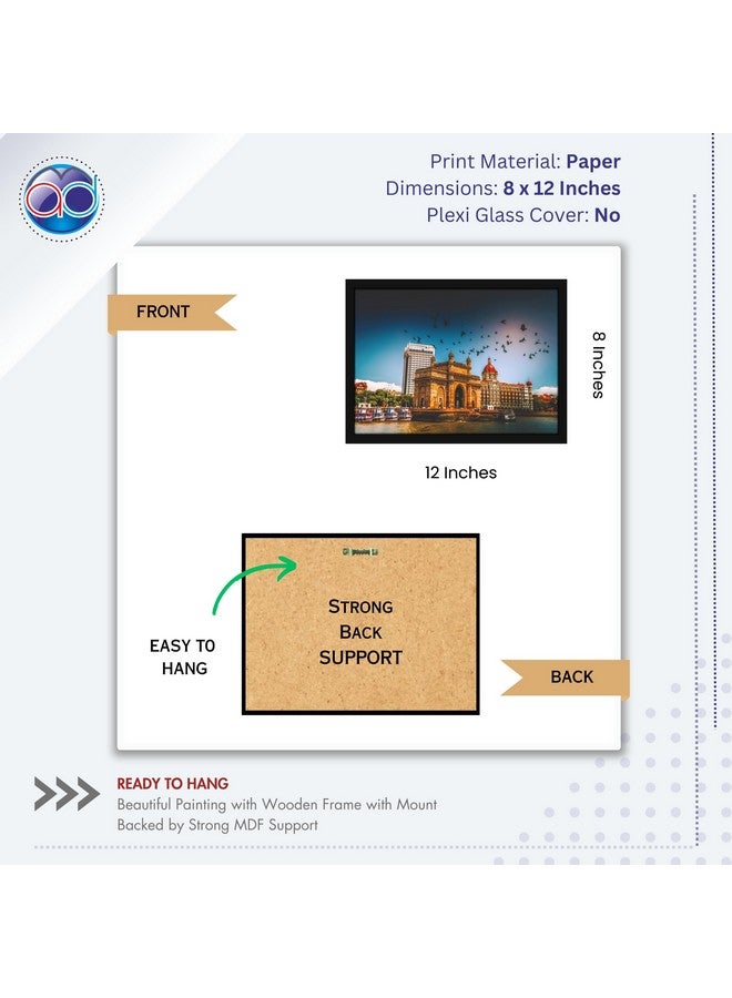 Mad Masters Gateway Of India Mumbai India Painting Hanging Photo Frame Decorative Item for Living Room, Bedroom, Home Decor and Wall Decoration (MM 1549, 8x12 Inch, Paper, Without Plexi Glass) - Image 2