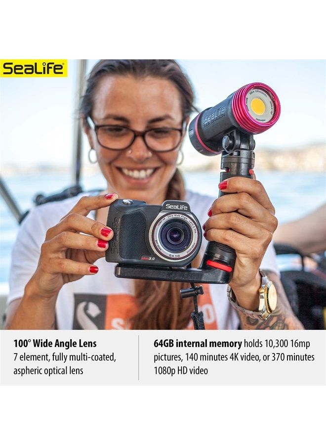 SeaLife Micro 3.0 64GB, 16mp, 4K Underwater Camera for Underwater Photography and Video, Easy Set-up, Wireless Transfer; Includes case, Wrist Strap - Image 4