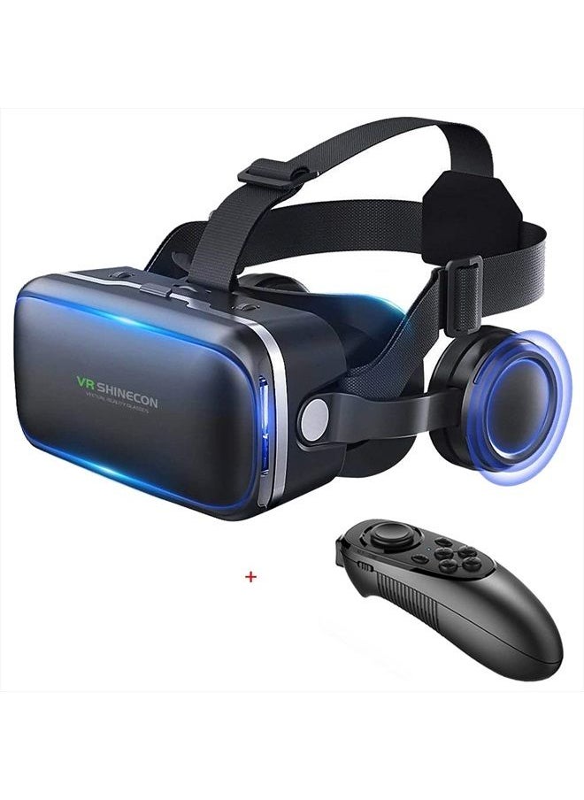 VR SHINECON - Virtual Reality VR Headset 3D Glasses Headset Helmets VR Goggles for TV, Movies & Video Games Compatible iOS, Android &Support 4.7-6.53 inch with Remote Control - Image 1