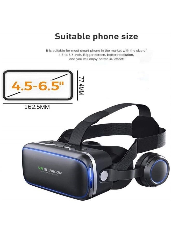 VR SHINECON - Virtual Reality VR Headset 3D Glasses Headset Helmets VR Goggles for TV, Movies & Video Games Compatible iOS, Android &Support 4.7-6.53 inch with Remote Control - Image 1