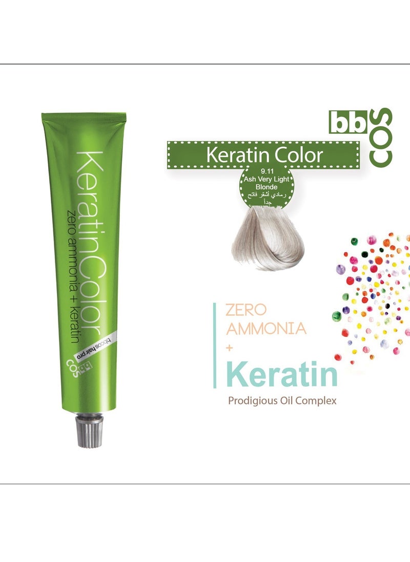 bbcos Keratin Hair Color 100 ml 9.11 