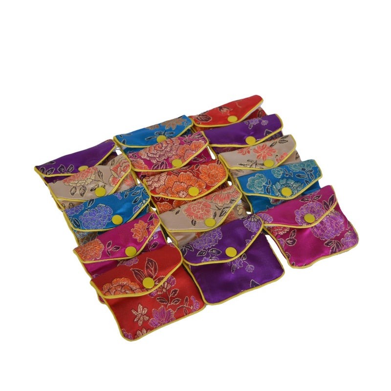 Baitaihem 15 Pack Jewelry Purse Pouch Gift Bags Chinese Silk Style Brocade Embroidered BagMultiple ColorsSmall
