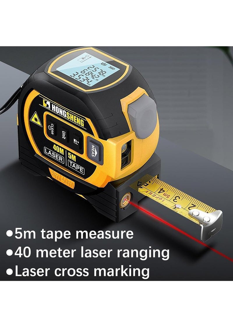 HongSheng Measurin Sight 3-in-1 Infrared Laser Tape Measuring, 60M Laser Measurement Tool, Portable 3-in-1 Infrared Laser Tape Measuring, Handheld Electronic Digital Tape Measure with LED Display（Blue）  - Image 2