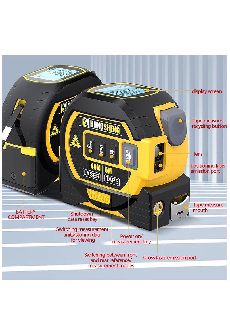 HongSheng - Measurin Sight 3-in-1 Infrared Laser Tape Measuring, 60M Laser Measurement Tool, Portable 3-in-1 Infrared Laser Tape Measuring, Handheld Electronic Digital Tape Measure with LED Display（Blue） - Image 1