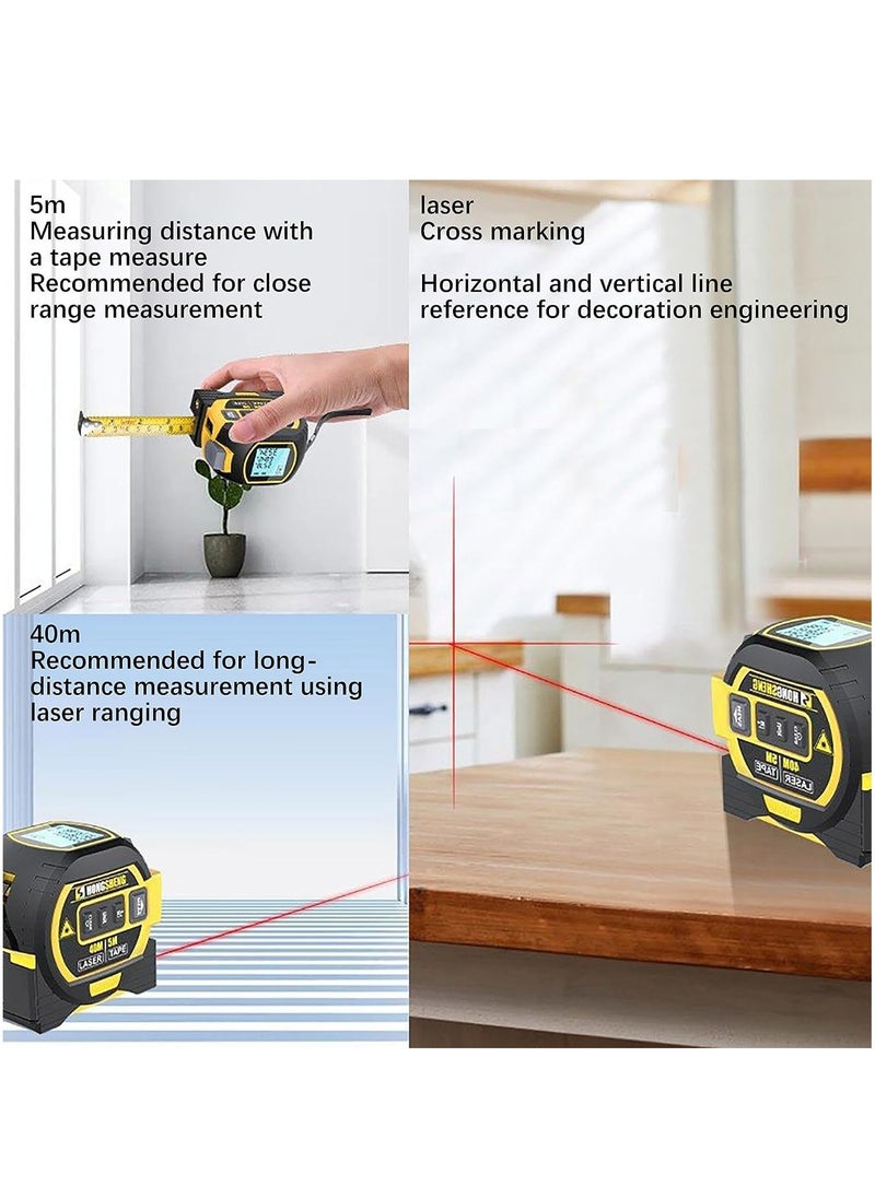 HongSheng Measurin Sight 3-in-1 Infrared Laser Tape Measuring, 60M Laser Measurement Tool, Portable 3-in-1 Infrared Laser Tape Measuring, Handheld Electronic Digital Tape Measure with LED Display（Blue）  - Image 3