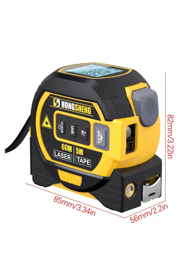 HongSheng - Measurin Sight 3-in-1 Infrared Laser Tape Measuring, 60M Laser Measurement Tool, Portable 3-in-1 Infrared Laser Tape Measuring, Handheld Electronic Digital Tape Measure with LED Display（Blue） - Image 1