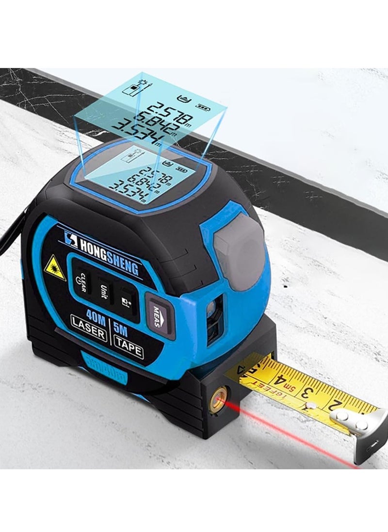 HongSheng Measurin Sight 3-in-1 Infrared Laser Tape Measuring, 60M Laser Measurement Tool, Portable 3-in-1 Infrared Laser Tape Measuring, Handheld Electronic Digital Tape Measure with LED Display（Blue）  - Image 1