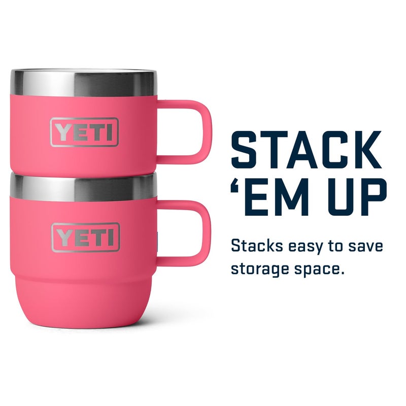YETI Rambler 6 oz Stackable Mug, Stainless Steel, Vacuum Insulated Espresso/Coffee Mug, 2 Pack, Tropical Pink - Image 5