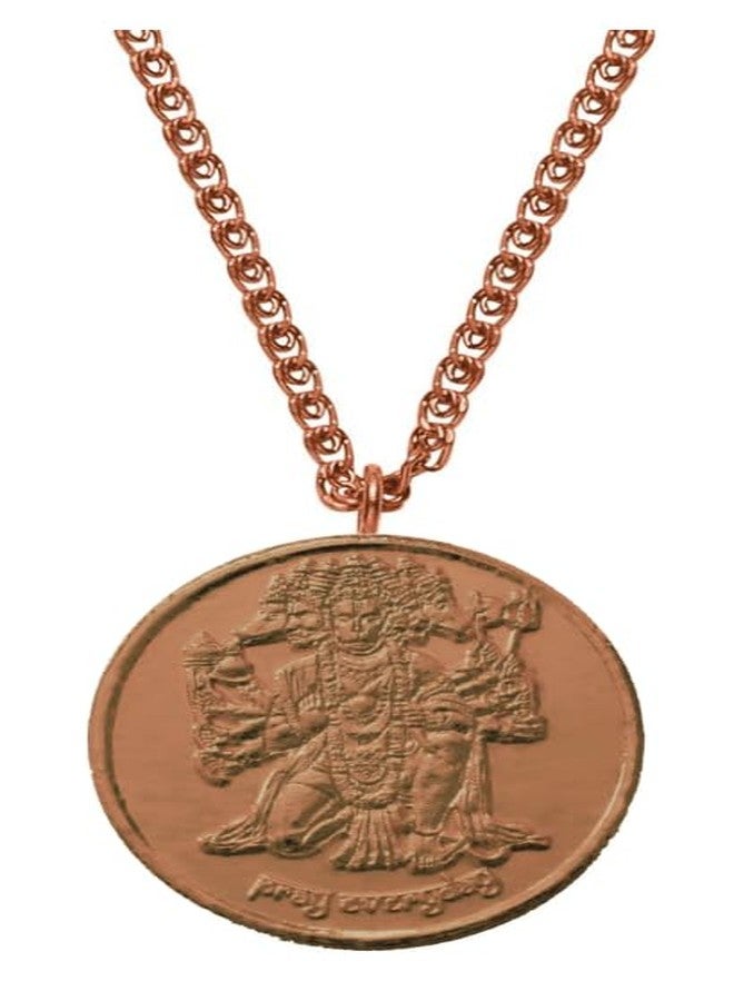 Pray Everyday Panchmukhi Hanuman Religious Copper Pendant Necklace with Mantra Engraving, Rose Gold Chain - Image 1