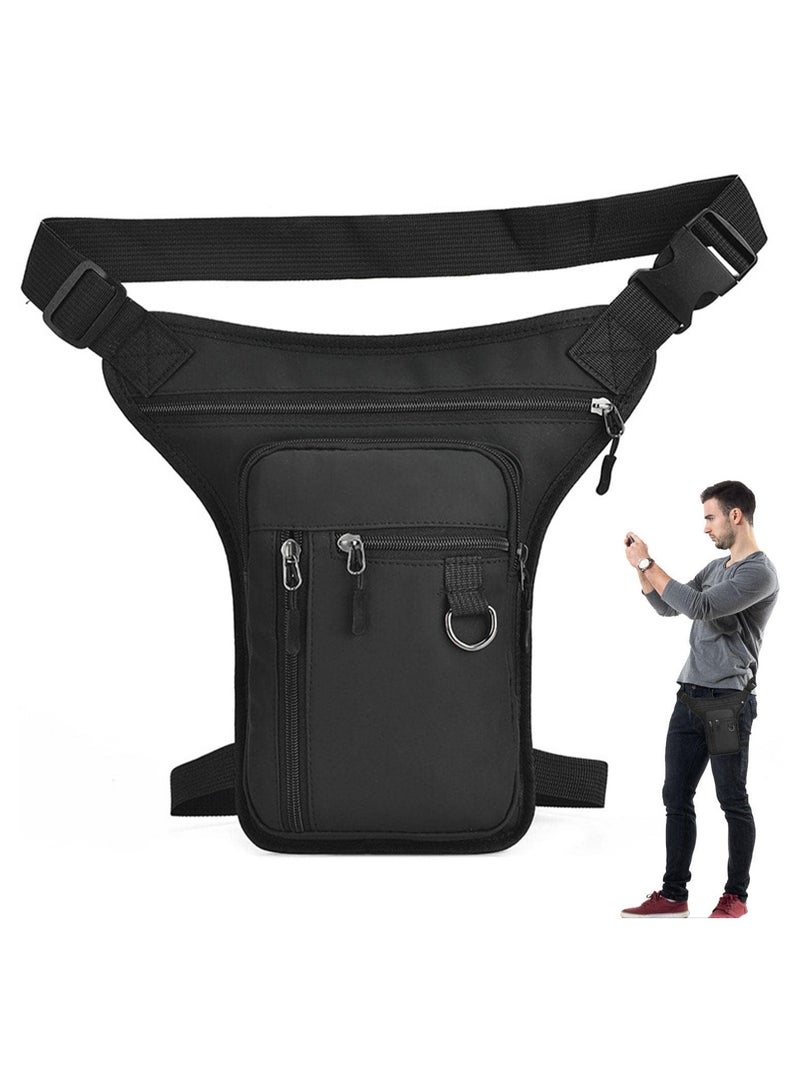 general |Men's and Women's Thigh Pouch Outdoor Motorcycle Riding Hiking Waist Pack Travel Bag Universal, Black - Image 1