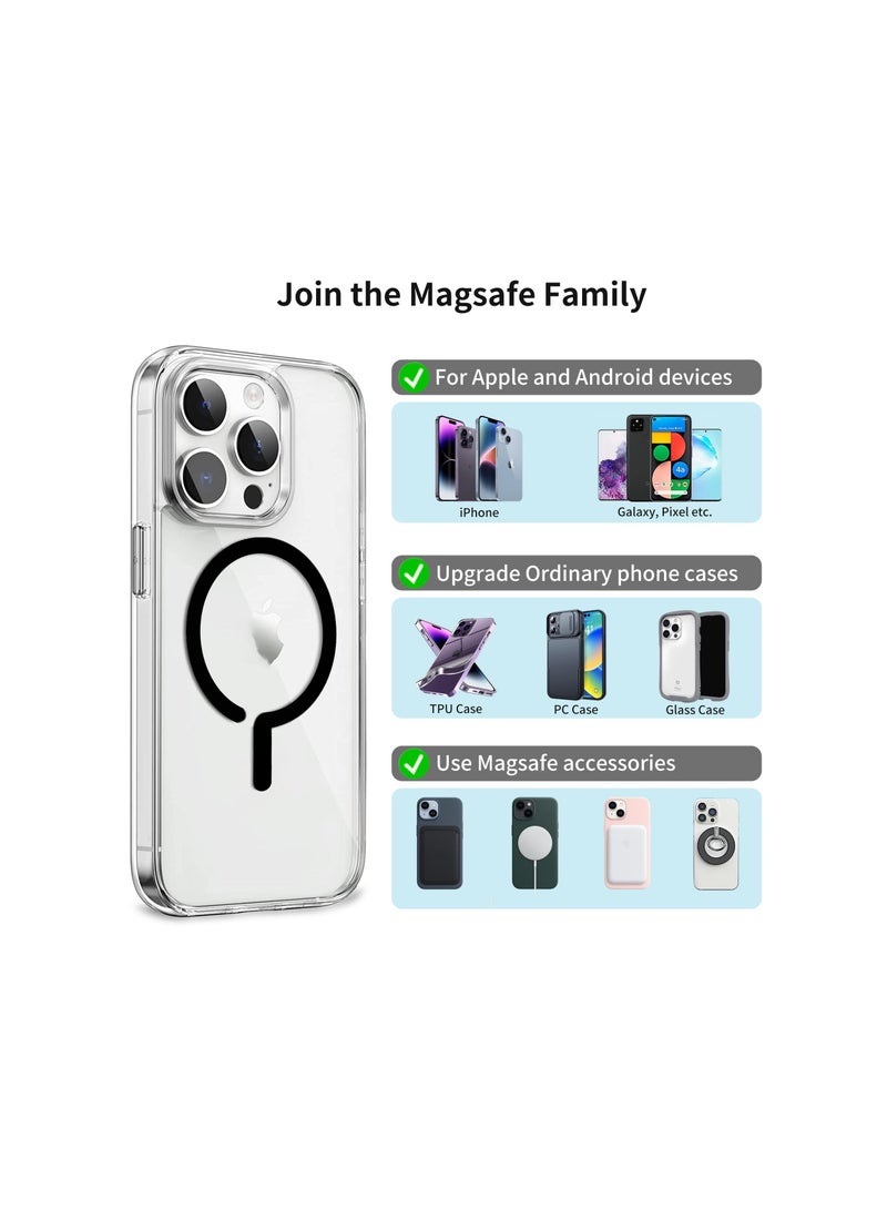 Y&D 4Pcs Universal Metal Rings Compatible with Magsafe Sticker Magnetic Wireless Car Charger Black  - Image 4