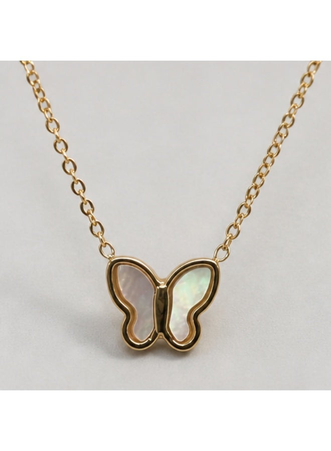 Timeless Mother-of-Pearl Butterfly Pendant Necklace for Women - Image 5