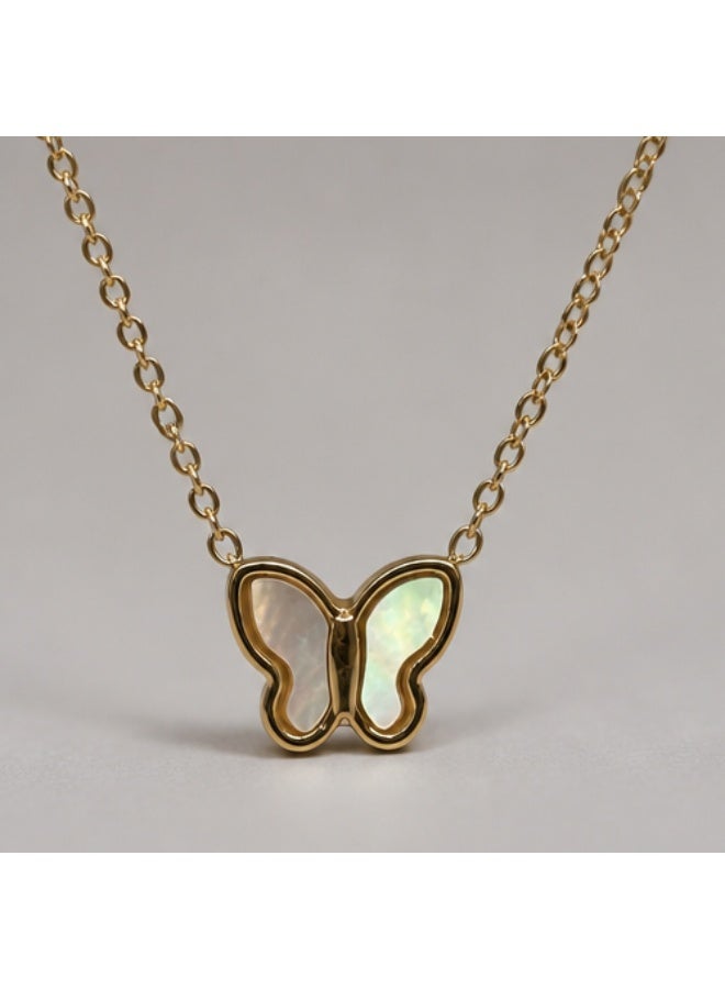 Timeless Mother-of-Pearl Butterfly Pendant Necklace for Women - Image 2