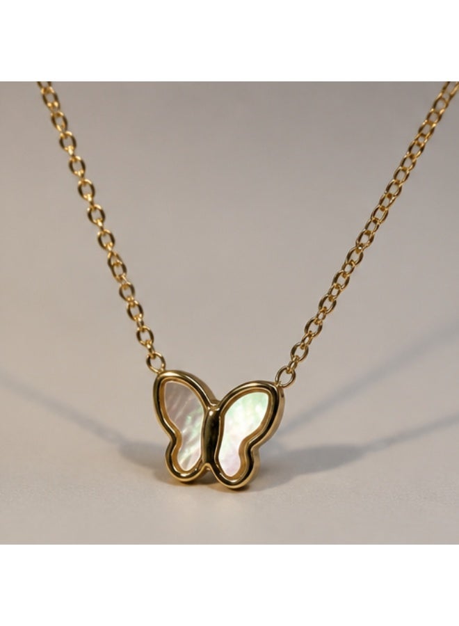 Timeless Mother-of-Pearl Butterfly Pendant Necklace for Women - Image 3