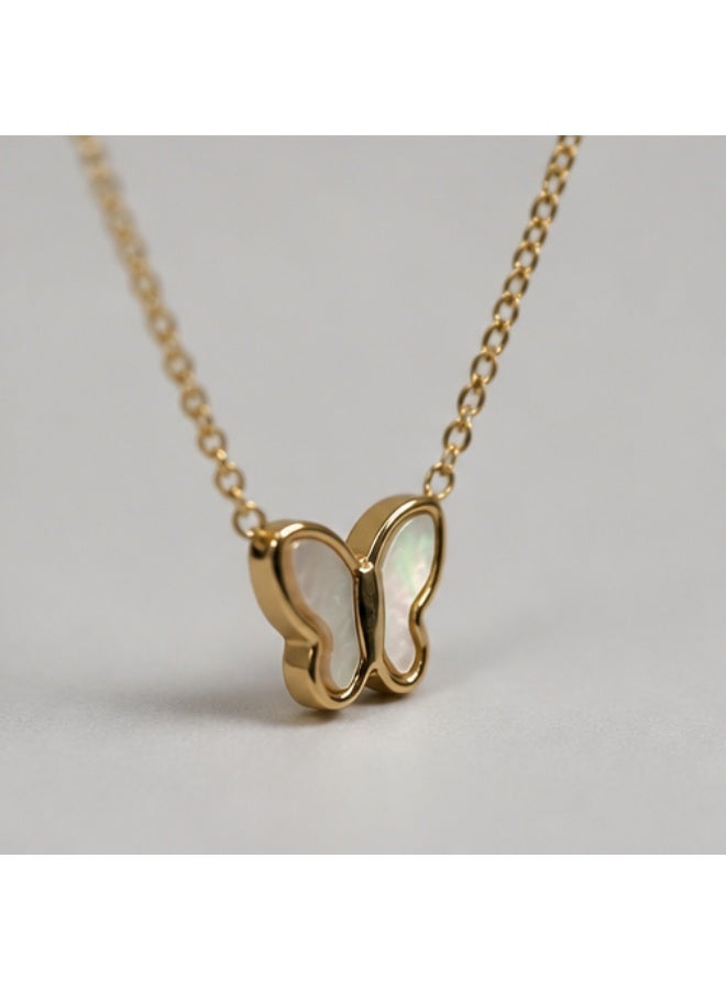 Timeless Mother-of-Pearl Butterfly Pendant Necklace for Women - Image 4