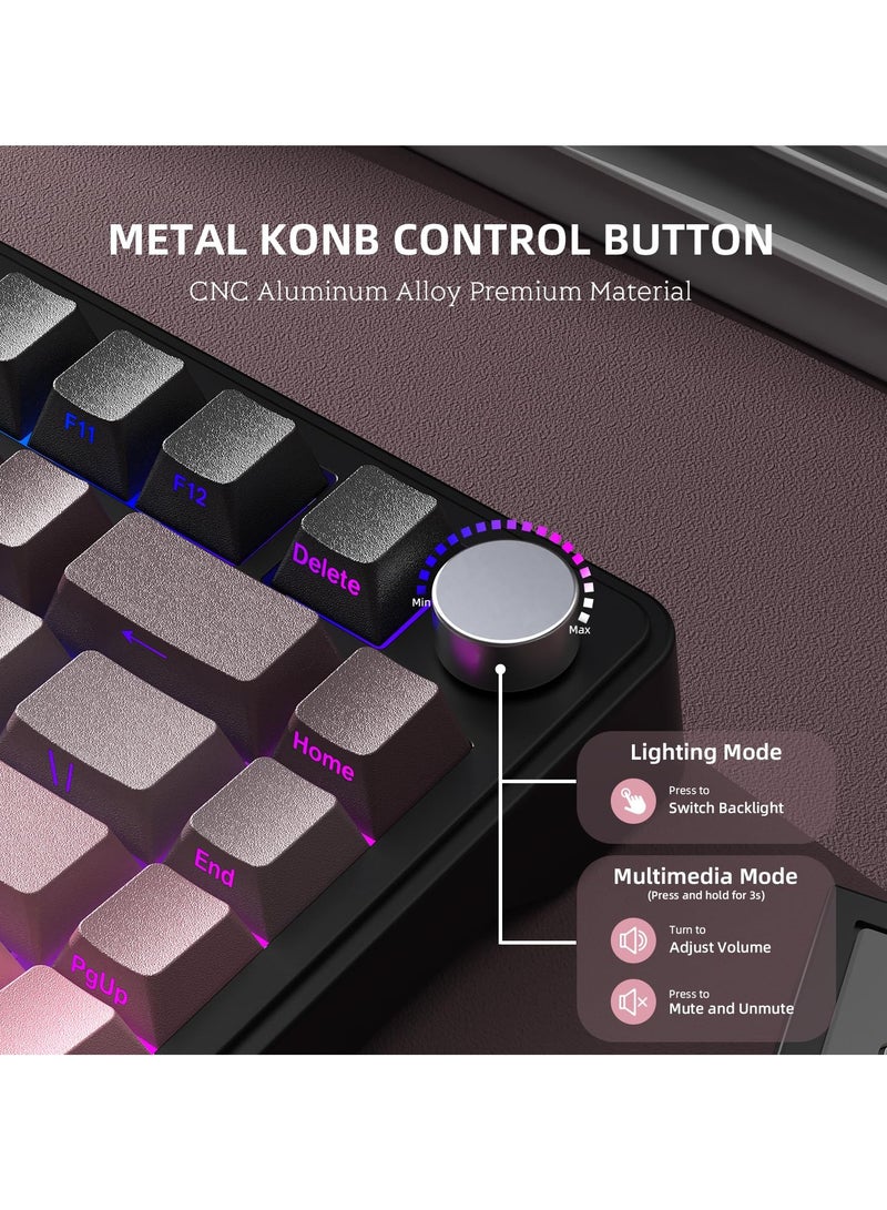 هجوم القرش لوحة مفاتيح ميكانيكية ثلاثية الوضعية X85 بنسبة 75% مع مقبض CNC، بطانة من 5 طبقات، قابلة للتبديل الساخن، إضاءة خلفية RGB - Image 3