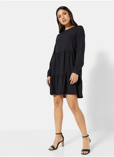 VERO MODA Tiered Long Sleeve Mini Dress