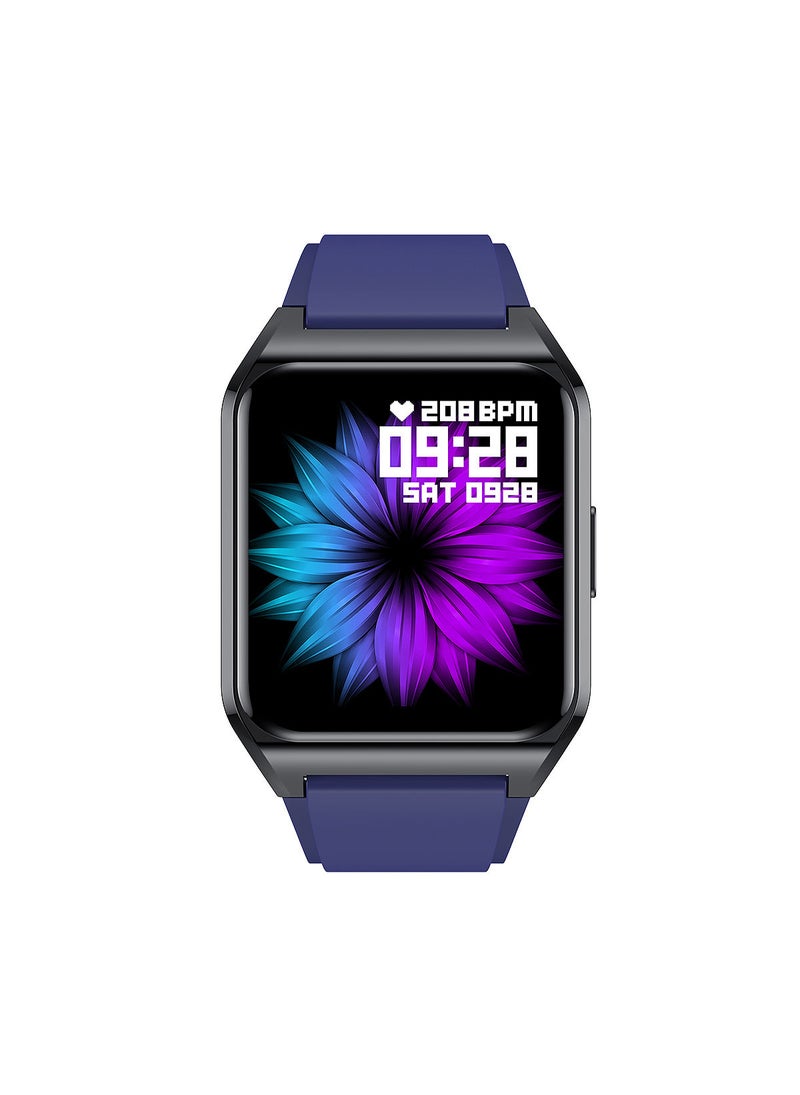 AROAQ H60 Smart Watch Bluetooth Calling Body Temperature Heart Rate Smartwatch IP67 Waterproof Sports Fitness Tracker Watches For Men And Women With Drak Blue Silicone Strap - Image 2