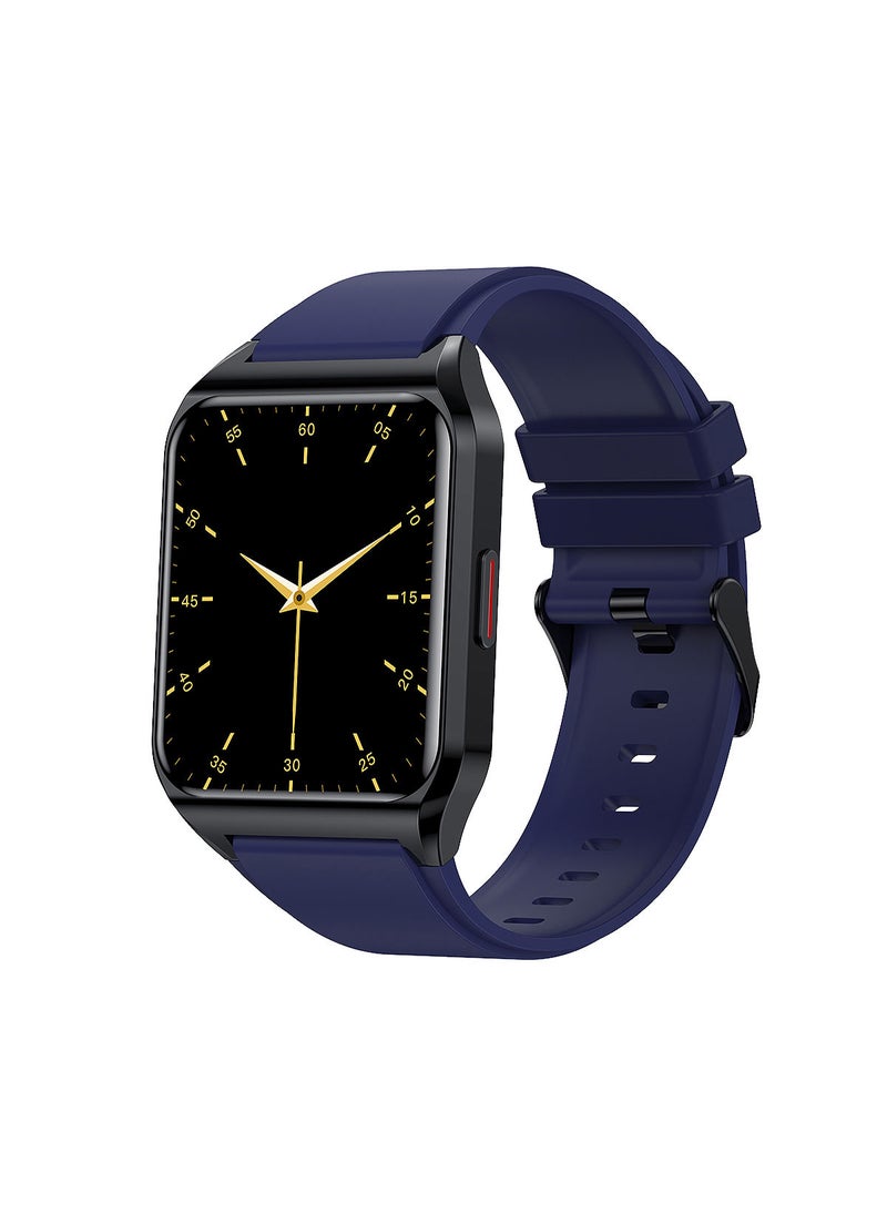 AROAQ H60 Smart Watch Bluetooth Calling Body Temperature Heart Rate Smartwatch IP67 Waterproof Sports Fitness Tracker Watches For Men And Women With Drak Blue Silicone Strap - Image 1