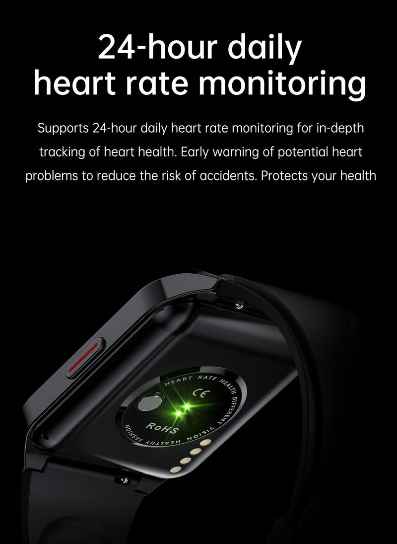 AROAQ H60 Smart Watch Bluetooth Calling Body Temperature Heart Rate Smartwatch IP67 Waterproof Sports Fitness Tracker Watches For Men And Women With Drak Blue Silicone Strap - Image 5