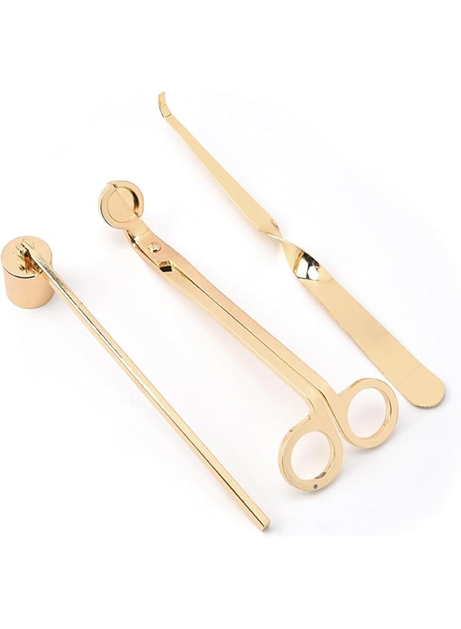 The Bros 3 Pcs Candle Accessory Set Candle Wick Trimmer Set Candle Care Tools Gift for Candle Lovers (Gold) - Image 1