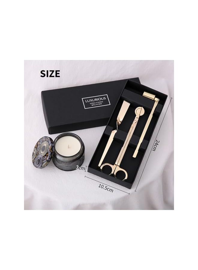 The Bros 3 Pcs Candle Accessory Set Candle Wick Trimmer Set Candle Care Tools Gift for Candle Lovers (Gold) - Image 2
