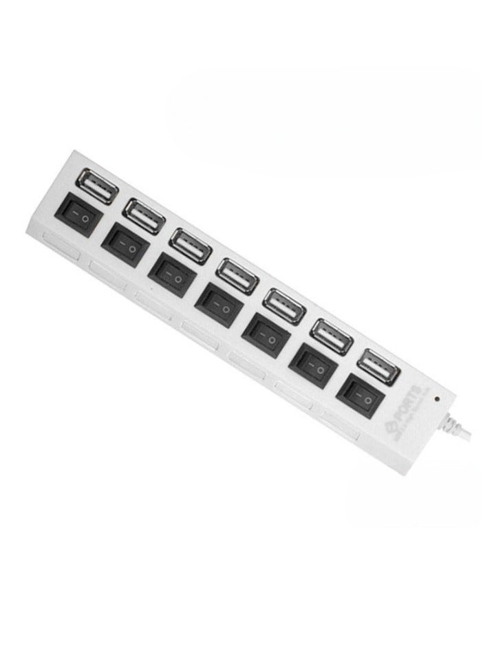 AROAQ USB Flash Drive Hub, Laptop Powered USB Port USB Device Connector, Durable Multi-purpose Individual Power USB Adapter, (Independent Switch [One to Seven] White) - Image 1