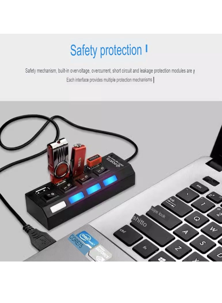 AROAQ USB Flash Drive Hub, Laptop Powered USB Port USB Device Connector, Durable Multi-purpose Individual Power USB Adapter, (Independent Switch [One to Seven] White) - Image 4