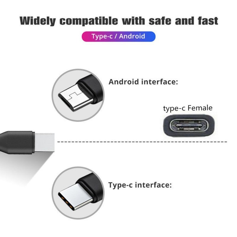 تشينيانغ كابل شحن متعدد الوصلات من نوع USB C Splitter، كابل تمديد من نوع USB C (مناظرة واحدة إلى منافذ USB C وMicro USB) يدعم شحن جهازين في نفس الوقت، طول الكابل: 0.98 قدم (0.3 متر). - Image 5
