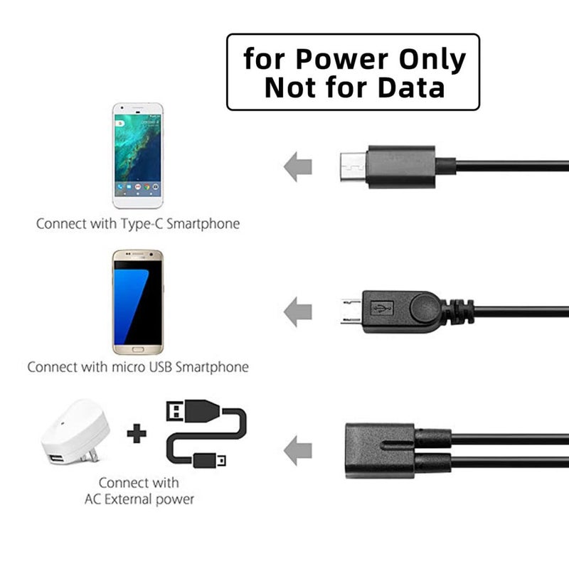 تشينيانغ كابل شحن متعدد الوصلات من نوع USB C Splitter، كابل تمديد من نوع USB C (مناظرة واحدة إلى منافذ USB C وMicro USB) يدعم شحن جهازين في نفس الوقت، طول الكابل: 0.98 قدم (0.3 متر). - Image 2