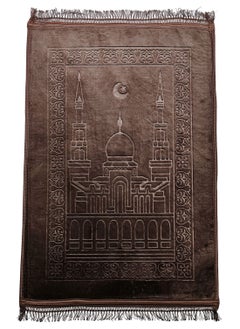 Fabienne Anti-Slip Velvet Top Foam Embossed Prayer Mat Brown 80x120 cm  - Image 1