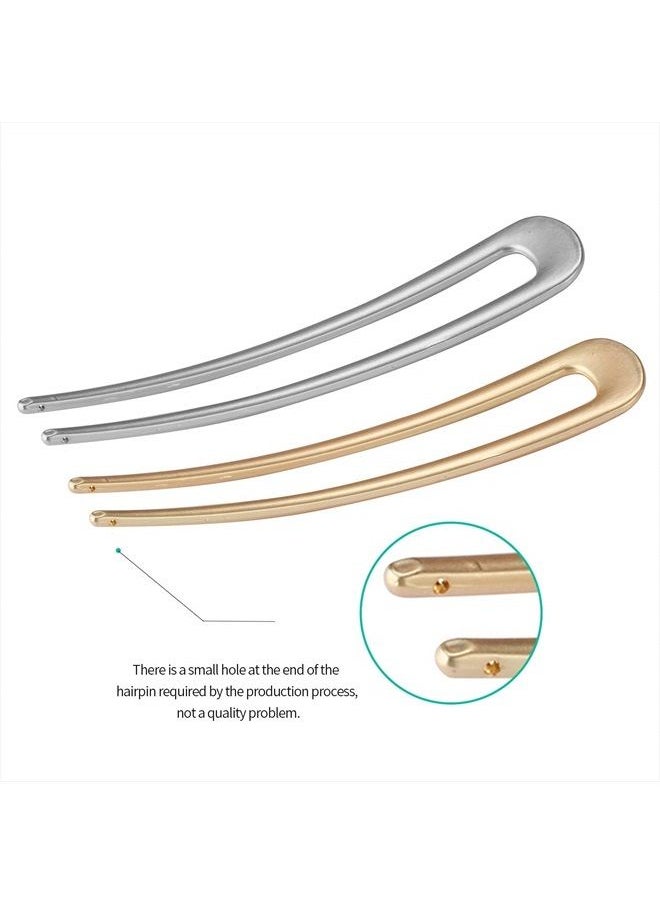 FRDTLUTHW - Large French Hair Pins Metal U-Shaped Hair Sticks (B.Gold&Silver1) - Image 1