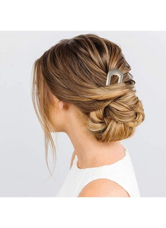 FRDTLUTHW - Large French Hair Pins Metal U-Shaped Hair Sticks (B.Gold&Silver1) - Image 1