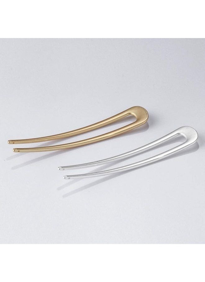 FRDTLUTHW - Large French Hair Pins Metal U-Shaped Hair Sticks (B.Gold&Silver1) - Image 1