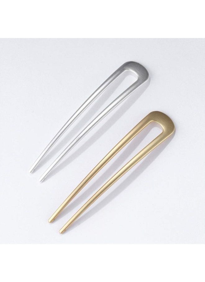 FRDTLUTHW - Large French Hair Pins Metal U-Shaped Hair Sticks (B.Gold&Silver1) - Image 1